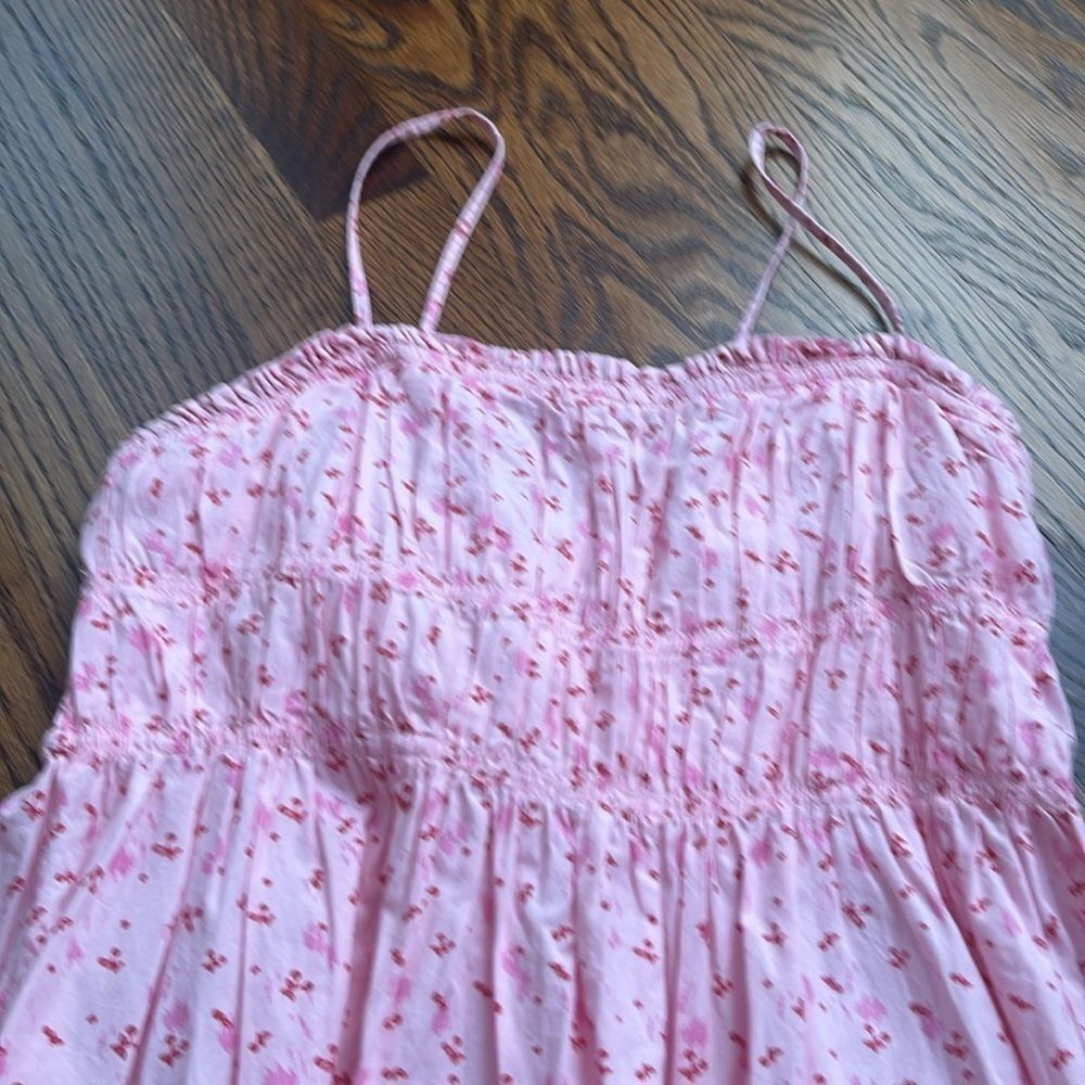 Free People Gabby Mini Dress Pink/Rose Cherry Print Lace Up Back size small - Picture 4 of 6